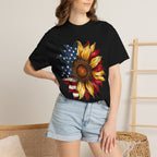 American Flag Sunflower T-Shirt — Patriotic Floral Tee for 4th of July