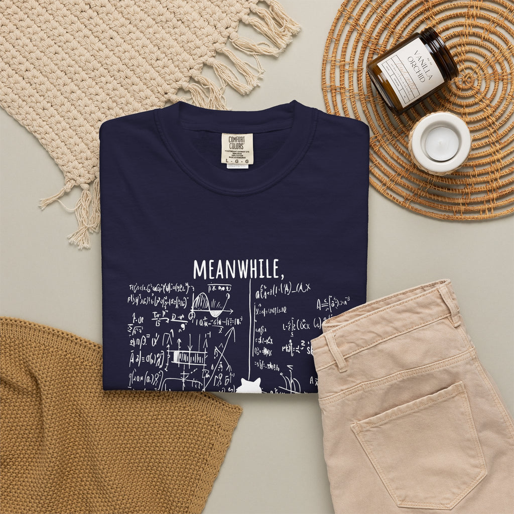 Schrödinger's Cat T-Shirt — 'Meanwhile... The Cat in Schrödinger's Box' Graphic Tee