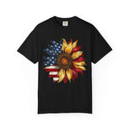 American Flag Sunflower T-Shirt — Patriotic Floral Tee for 4th of July