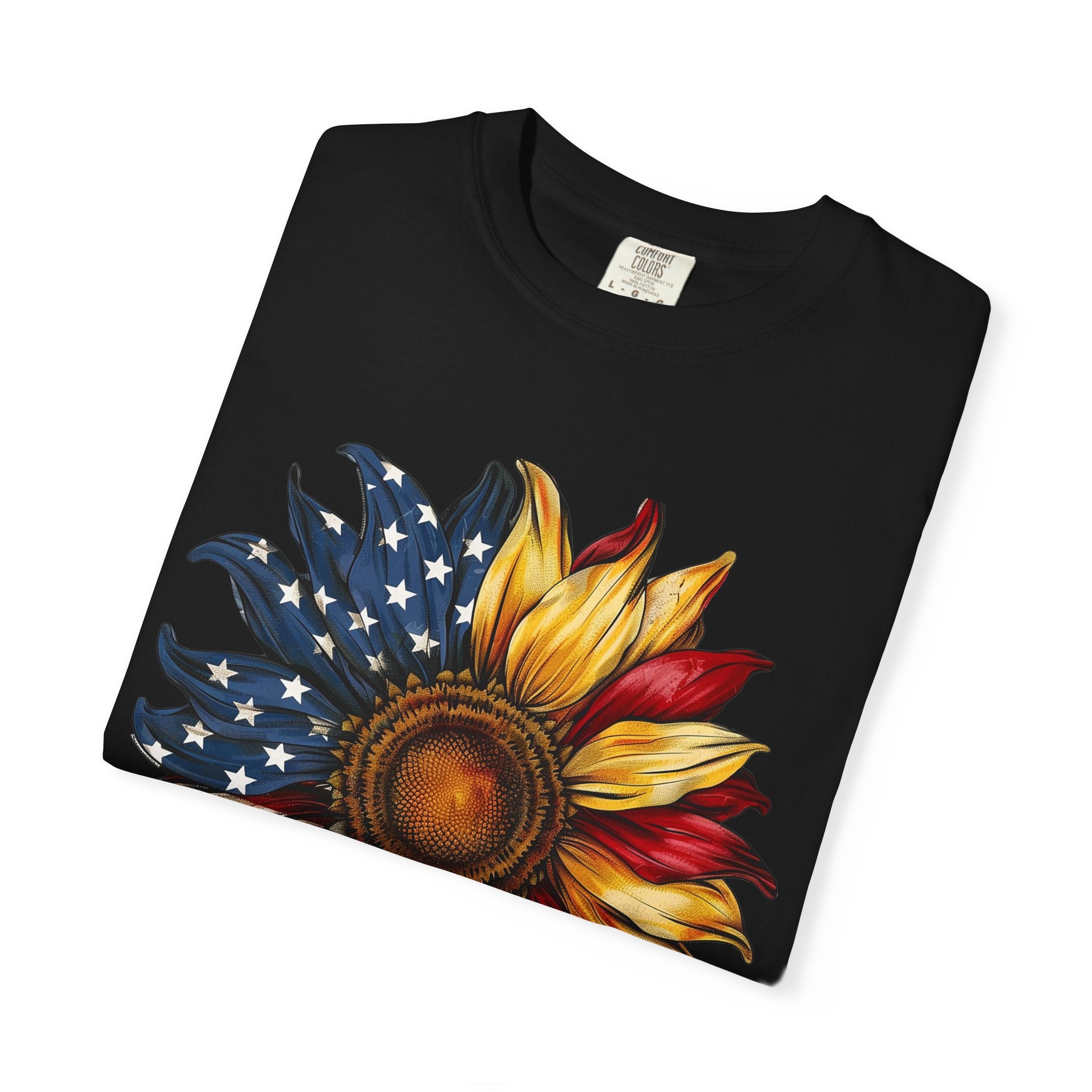 American Flag Sunflower T-Shirt — Patriotic Floral Tee for 4th of July