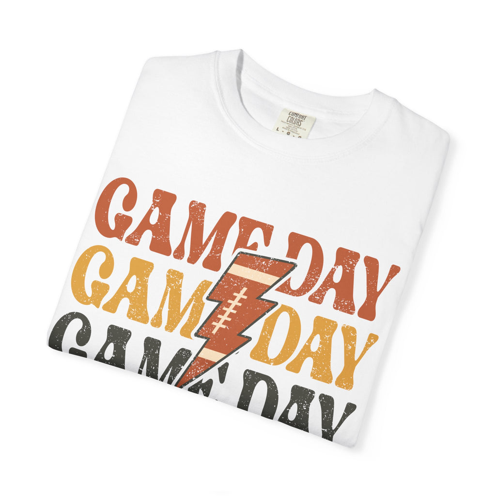 Game Day Football T-Shirt — Retro Lightning Bolt Design